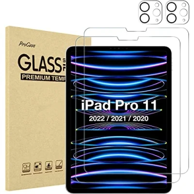 Afbeelding van ProCase 2 stuks displaybeschermfolie voor iPad Pro 11 inch 2022 2021 2020 2018 met cameralens bescherming 4e 3e 2e 1e generatie van gehard glas
