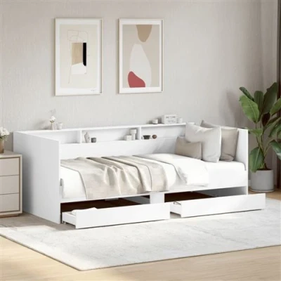 Afbeelding van vidaXL Slaapbank met lades zonder matras 75x190 cm wit