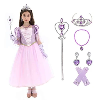 Afbeelding van Sincere Party Prinses Rapunzel kostuum voor meisjes, met accessoires, 5 6 jaar