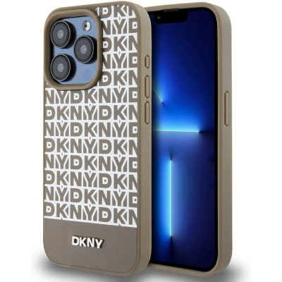 Afbeelding van DKNY Repeat Bottom Stripe Back Case (MagSafe Compatible) Geschikt voor Apple iPhone 15 Pro Max (6.7&quot;) Bruin