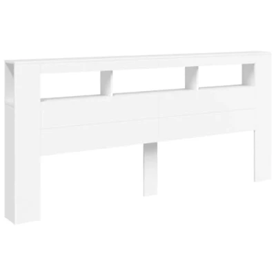 Afbeelding van Hoofdeinde met LED 220x18,5x103,5 cm bewerkt hout wit