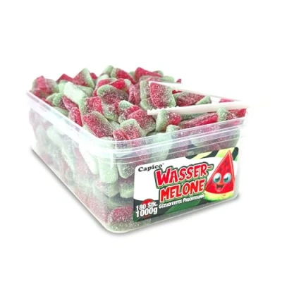 Afbeelding van Capico Watermeloen zoete fruitgom (1000 g) in een doos, Halal