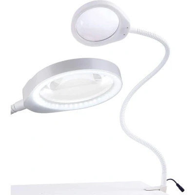 Afbeelding van Loeplamp Vergrootglas met LED verlichting Voor Kinderen/Volwassenen/Senioren/Lezen/Tekenen/Hobby Tafelklem Earkings Wit