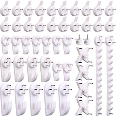 Afbeelding van H&amp;S 53 stuks Foto Opknoping Haken Frame Hanger Haak Set Kit Pins Non Trace Wit voor Harde Bakstenen Muren Canvas Prints