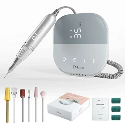 Afbeelding van JCMASTER® TouchPro+ Nagelfreesset voor gelnagels en acrylnagels, incl. 1 x premium 4 in bit, 35000 Umin professionele voetverzorgingsset elektrisch, touch bediening, totaal 6 opzetstukken