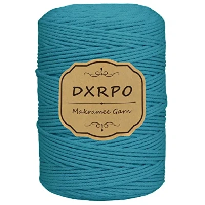 Afbeelding van DXRPO Macramégaren, 3 mm x 300 m, natuurlijk macramé, katoenen garen, koord voor wandbekleding, bloemenhanger, doe het zelf handwerk, plantenhanger, boho decoratie, blauw
