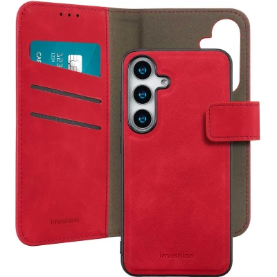 Afbeelding van imoshion Hoesje Geschikt voor Samsung Galaxy S25 Met Pasjeshouder Uitneembare 2 in 1 Luxe Bookcase Rood
