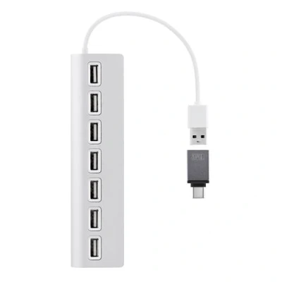 Image de Hub USB T&#039;nB A Aluminium vers 7 X Blanc et Gris