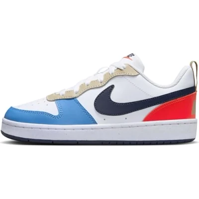 Afbeelding van Nike Sportswear Court Borough Recraft Unisex Sneakers laag voor kinderen, Maat: 40, White/thunder blue/light crimson/blue beyond