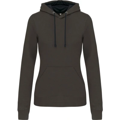 Afbeelding van Kariban Damessweater met capuchon in contrasterende kleur K465 Dark Grey / Black