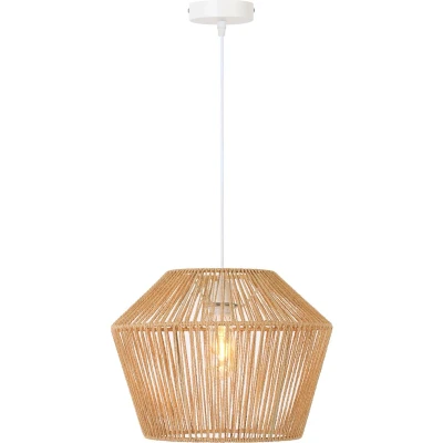Afbeelding van Light &amp; Living Hanglamp Caspian Bruin/Wit Ø40cm Landelijk Hanglampen Eetkamer, Slaapkamer, Woonkamer