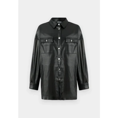Afbeelding van Noisy May Nmflanny Oversize PU Shirt Overhemdblouse, Dames, Maat: Medium, Black