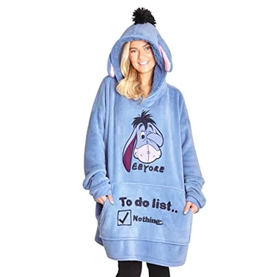 Afbeelding van Disney Dameshoodie, geruite damestrui, Stitch, oversized fleece sweatshirt, warme wintertrui, één maat