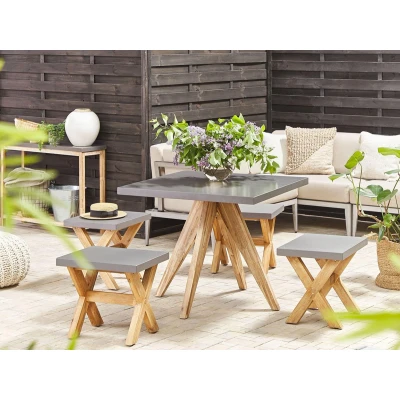 Afbeelding van Beliani OLBIA Tuintafel Grijs 90 x cm Vezelcement