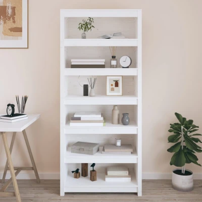 Afbeelding van Boekenkast 80x35x183 cm massief grenenhout wit