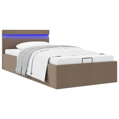 Afbeelding van vidaXL Bedframe met hydraulische opslag en LED stof taupe 90x200 cm