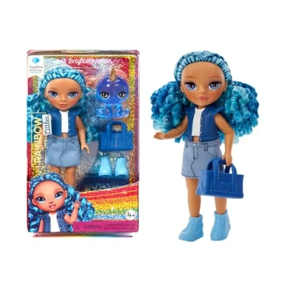 Image de Rainbow High Littles Sapphire Bradshaw Petite Poupée Mannequin Articulée Bleue de 14 cm avec Sac à Main et Animal Compagnie Magique Yeti Convient aux Enfants Collectionneurs