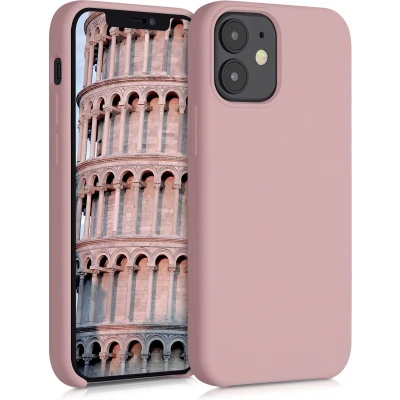 Afbeelding van kwmobile telefoonhoesje geschikt voor Apple iPhone 12 mini Hoesje met siliconen coating Smartphone case in winter roze