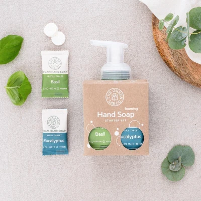Afbeelding van The Green Lab Co. Starterset Handzeep Tabletten Eucalyptus &amp; Basilicum 1ST