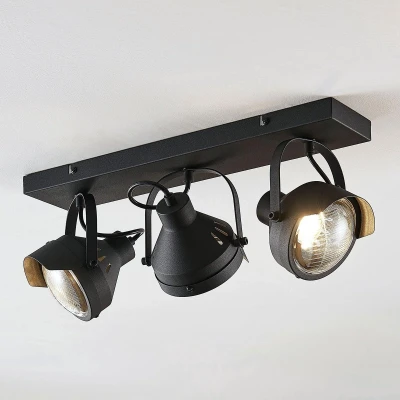 Afbeelding van Lindby buitenspot 3lichts metaal, glas H: 21.5 cm GU10 zwart