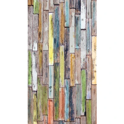 Image de Wood rideau imprimé planches de bois multicolores 140x245 cm 1 part