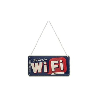 Afbeelding van Nostalgic Art, Hangplaat, gratis wifi, waarschuwingsbord als cadeau idee, metaal, retro design voor decoratie, 10 x 20 cm