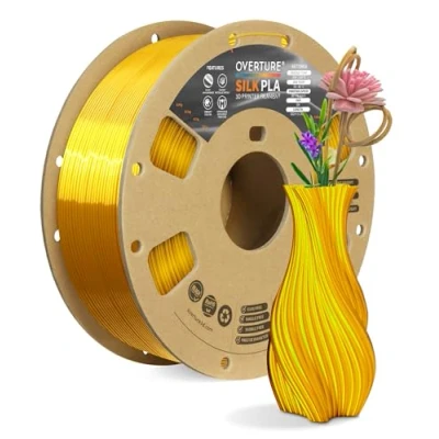 Afbeelding van OVERTURE Silk PLA filament, 1,75 mm, verbruik, 1 kg maatnauwkeurigheid 99% waarschijnlijkheid +/ 0,03 voor 3D printers (Silk Gold)