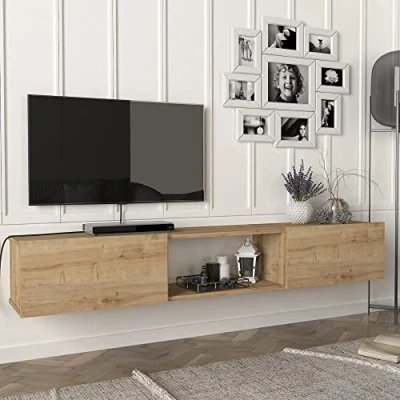 Afbeelding van Tv meubel Paltamo zwevend 180x31x29,5 cm eiken