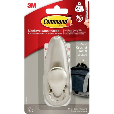Afbeelding van 3M Command Forever Classic metalen haak L (l x b h) 105 41 mm Nikkel (geborsteld) Inhoud: 1 stuk(s)