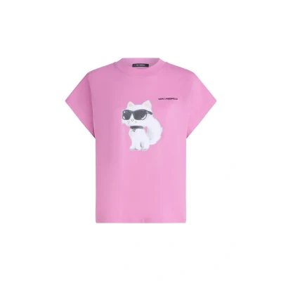 Afbeelding van KARL Lagerfeld IKON Aquarelle Tshirt print, Dames, Maat: Medium, Opera mauve