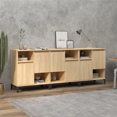 Afbeelding van vidaXL Dressoirs 3 st 60x35x70 cm bewerkt hout sonoma eikenkleurig