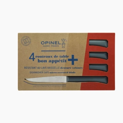 Afbeelding van Opinel N125 Bon Appétit+ Grey Tafelmessenset 4 delig Grijs Microkarteling RVS Steakmes