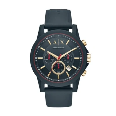 Image de Montre Armani Exchange chronographe en silicone bleue pour homme AX1335