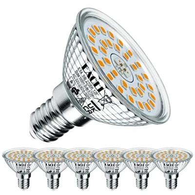 Afbeelding van EACLL E14 5 W warmwitte led vervangt 60 W, verpakking van 6560 lumen 2700 K, stralingshoek 120 graden, korte reflector, niet dimbaar, flikkervrij, energiebesparend AC 230 V