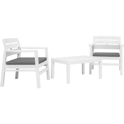 Afbeelding van 3 delige Loungeset kunststof wit