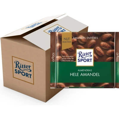 Afbeelding van Ritter Sport Chocolade Melk Hele Amandel Doos 11 x tablet 100 gram