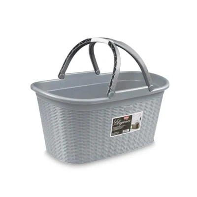 Afbeelding van Stefanplast Elegance rotanmand met handvat, grijs, 58 x 37 29 cm