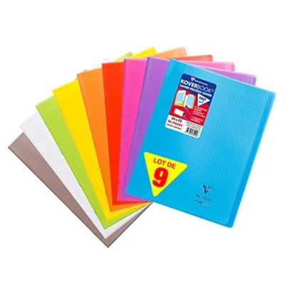 Afbeelding van Clairefontaine 981490AMZC boekje Koverbook, 24 x 32 cm, 96 pagina&#039;s, grote ruitjes, wit papier, 90 g, omslag van polypropyleen (blauw, rood, groen, geel, paars, grijs, oranje, roze, kleurloos)
