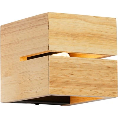 Afbeelding van QAZQA Landelijke wandlamp eiken hout 9,7 cm Transfer Groove