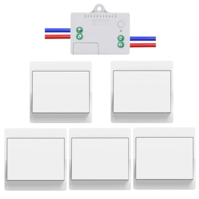 Afbeelding van Cerhot Draadloze schakelaarset, afstandsbediening RF433, led wandlamp, binnen en buitenverlichting, zonder batterijen wifi (EU 1 snelheid 5 V A)