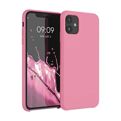 Afbeelding van kwmobile telefoonhoesje geschikt voor Apple iPhone 11 Hoesje met siliconen coating Smartphone case in zoetroze