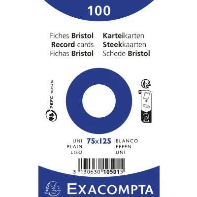 Afbeelding van Exacompta 10501E 20x 100 F.BRISTOL BLANC 75/125 S/FILM