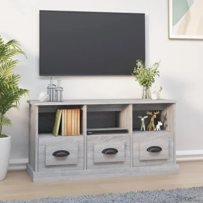 Afbeelding van Tv meubel 100x35x50 cm bewerkt hout grijs sonoma eikenkleurig