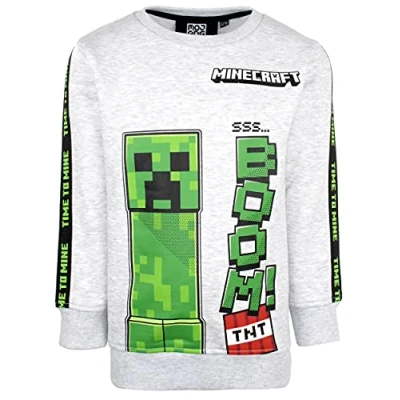 Afbeelding van Minecraft Cadeau sweatshirt voor jongens Verjaardag spel merchandise T shirt goederen Leeftijd 5 12 jaar, grijs.