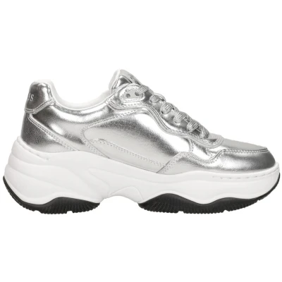 Afbeelding van Guess Hapyy Laminata Sneakers laag, Dames, Maat: 39, Argento Leer/ synthetisch