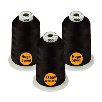 Afbeelding van Simthread 5000 m 5500 Y polyester garen spoel voor naaimachine 3 zwart