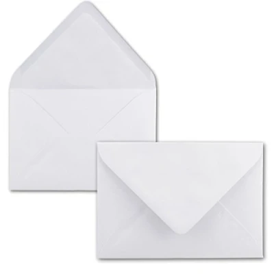 Afbeelding van Enveloppen, 50 stuks, B6, 17,5 x 12,5 cm, lichtwit, natte plakrand met puntige klep, 120 g/m², voor bruiloft, wenskaarten, uitnodigingen