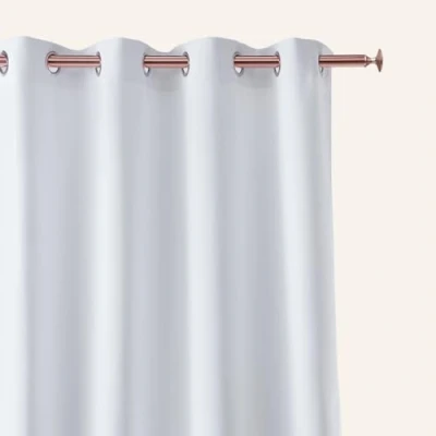 Afbeelding van ROOM99 Aura Verduisteringsgordijn met zilverkleurige ogen, 140 x 260 cm (b h), schuifgordijn, moderne decoratie, voor woonkamer, slaapkamer, wit