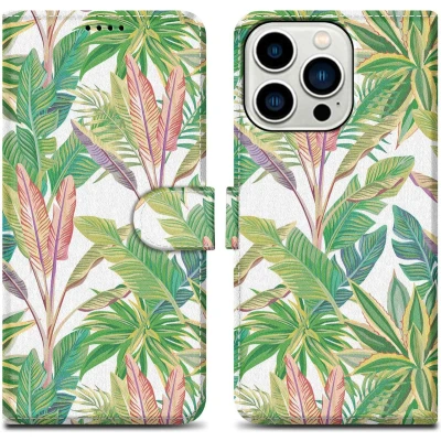 Afbeelding van Cadorabo Hoesje geschikt voor Apple iPhone 14 PRO MAX Design Groen Regenwoud No. 8 Beschermhoes Case Cover met magnetische sluiting, standaardfunctie en kaartvakje