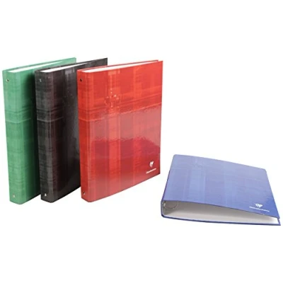 Afbeelding van Clairefontaine 67414C Een stevige omzoomde map met 4 ringen, rug 3 cm, A4, 21 x 29,7 gelamineerde omslag, willekeurige kleur